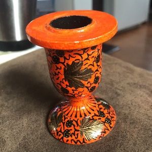 Vintage Russian Hand-Painted Candle Holder
